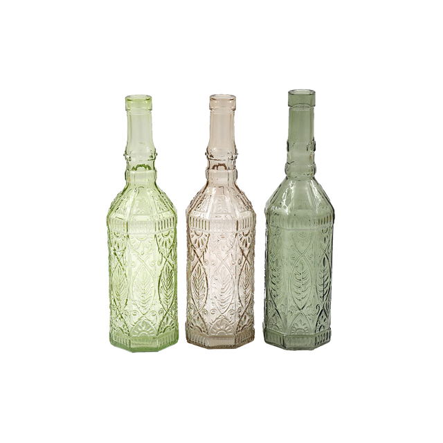 Bouteille décorative LOLITA coloris rose / vert