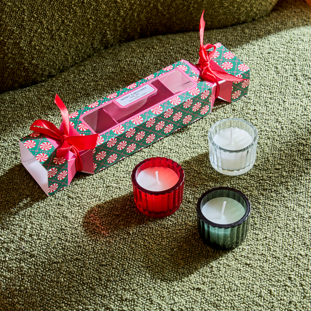 Bougie CRAKERS coloris Blanc, vert, rouge