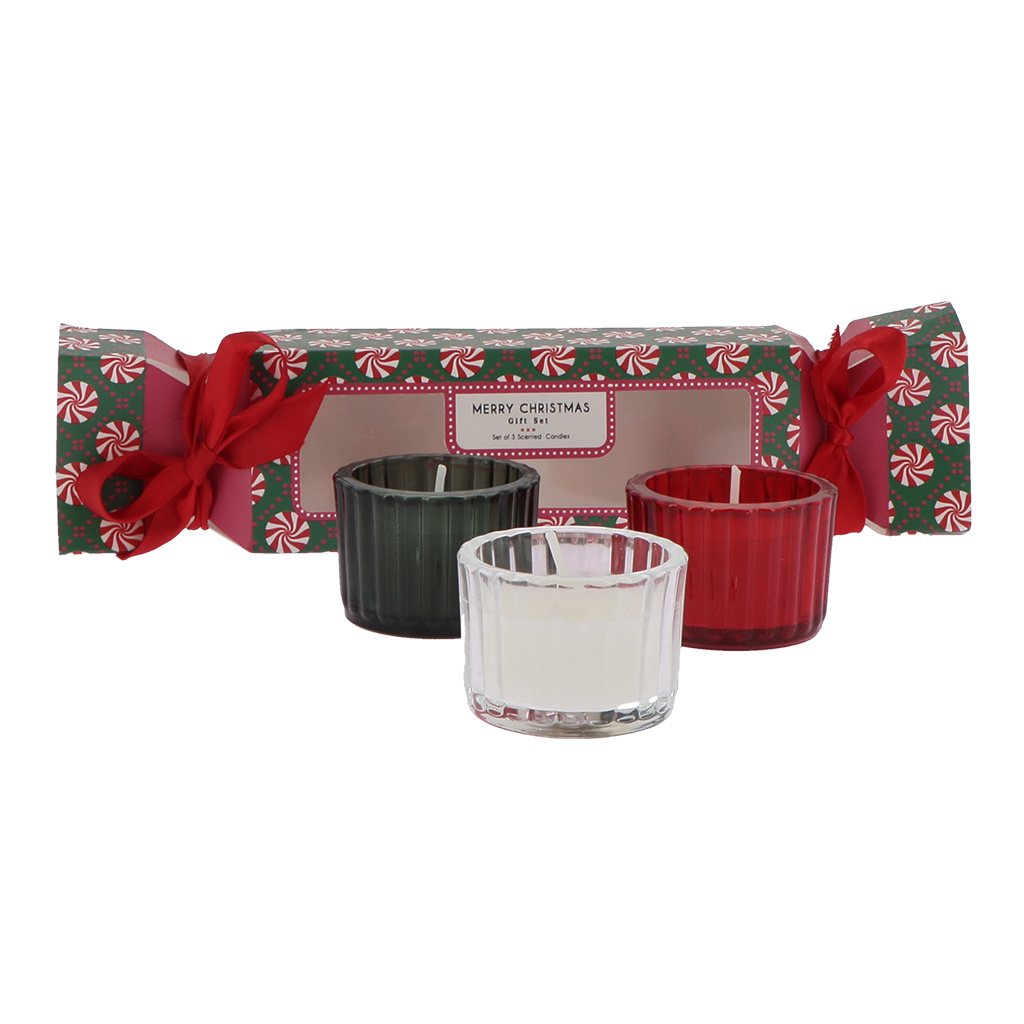 Bougie Crakers Blanc, vert, rouge