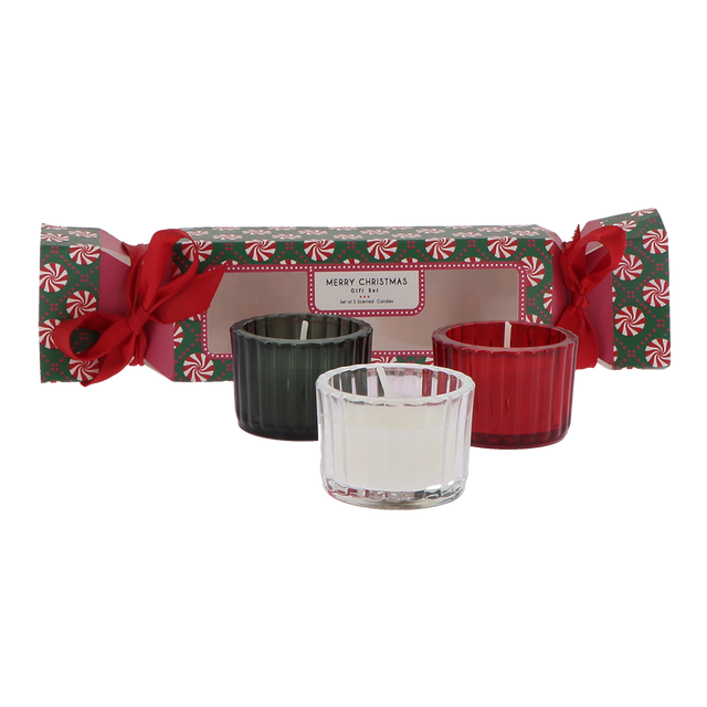 Bougie CRAKERS coloris Blanc, vert, rouge