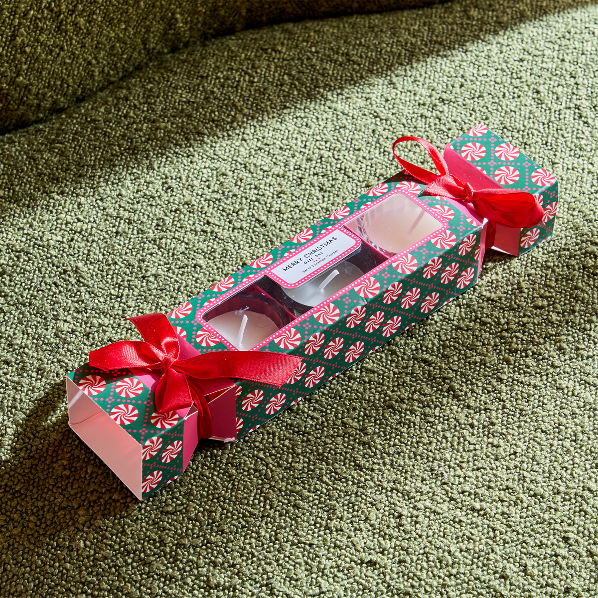 Bougie Crakers Blanc, vert, rouge