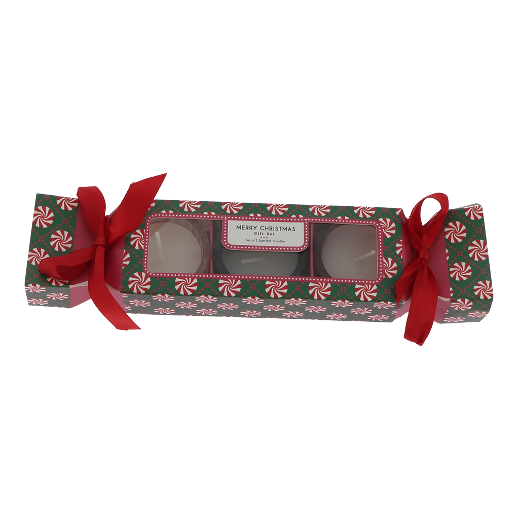 Bougie Crakers Blanc, vert, rouge