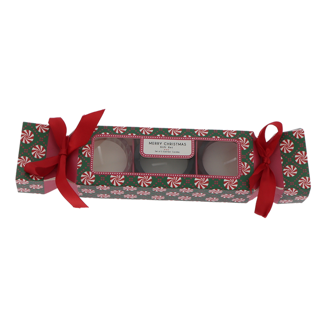 Bougie CRAKERS coloris Blanc, vert, rouge