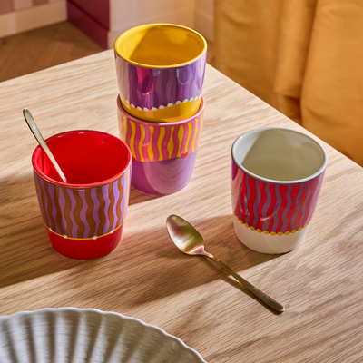 Coffret tasses Meg Jaune rose violet rouge