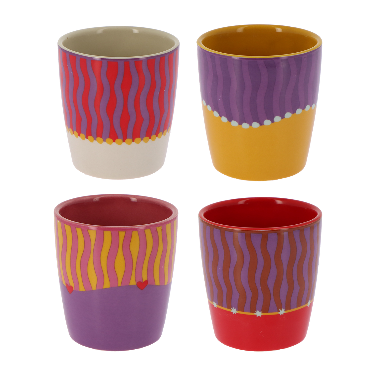 Coffret tasses Meg x4 Jaune rose violet rouge