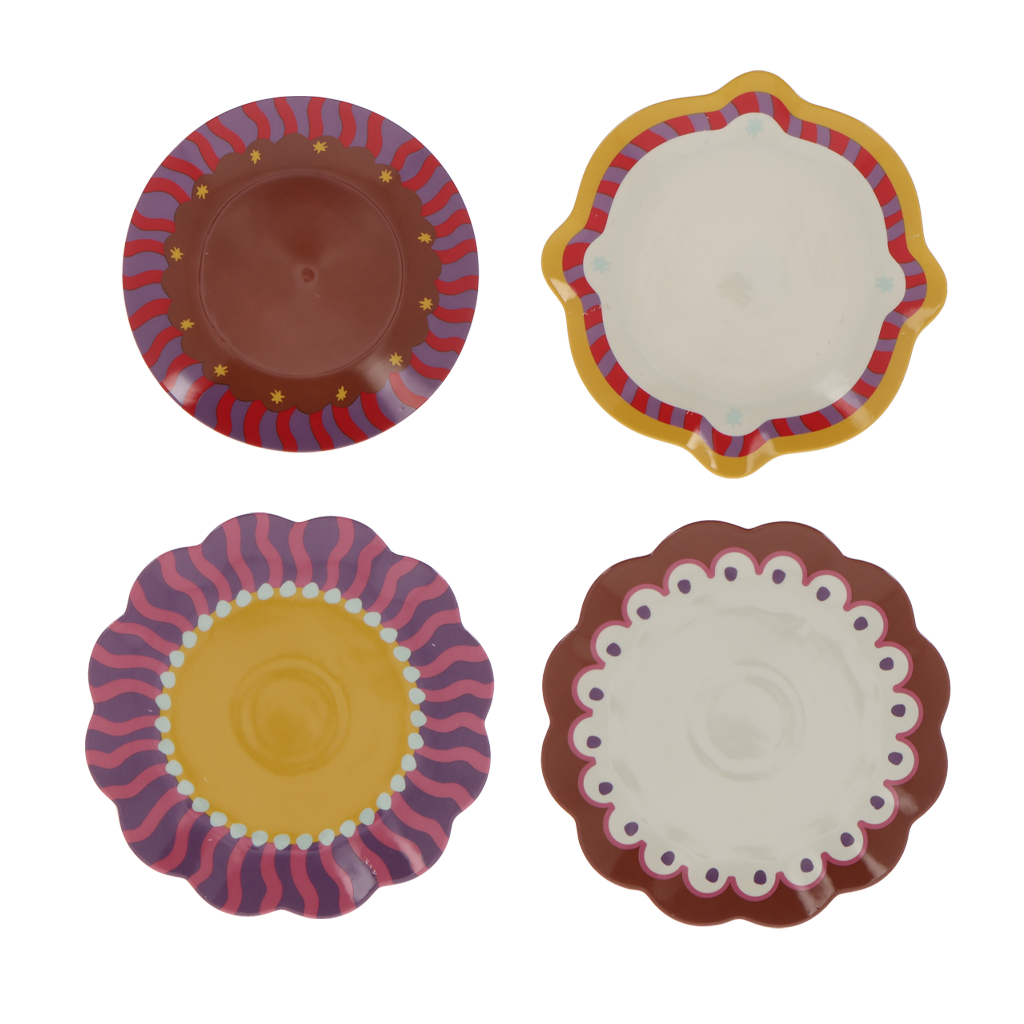 Assiette Meg x4 Jaune rose violet marron