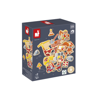JANOD Jeu éducatif Magnets engins de chantier Multicolore