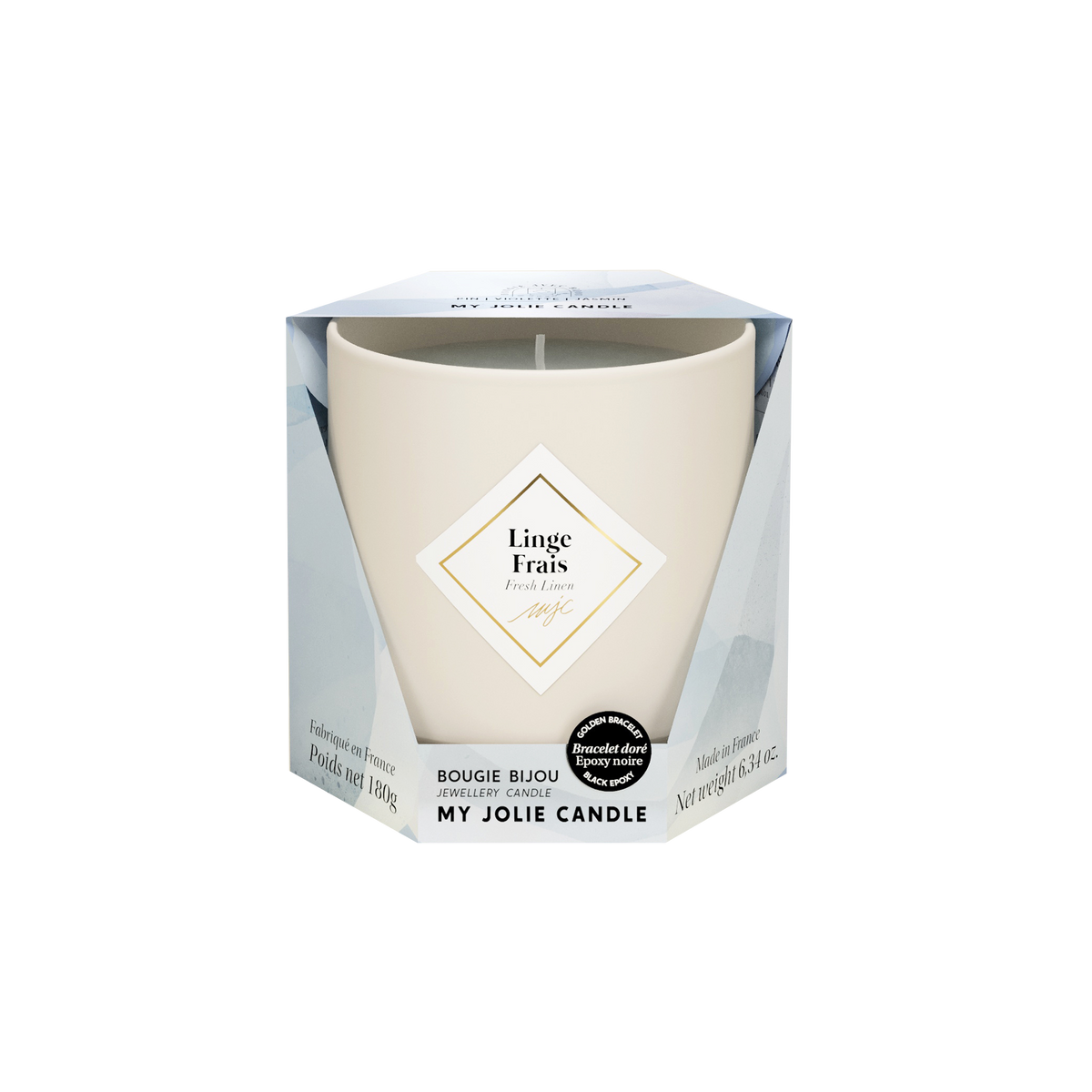 MY JOLIE CANDLE Bougie bijou Les essentielles Blanc Linge frais 180G