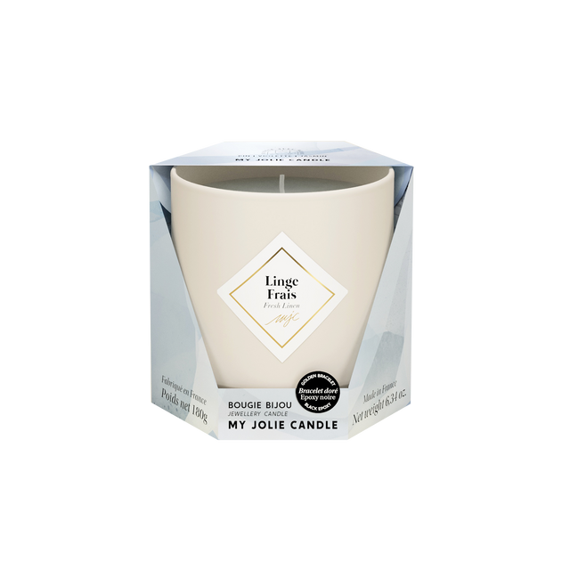 MY JOLIE CANDLE Bougie bijoux LES ESSENTIELLES blanc diamètre 8 cm