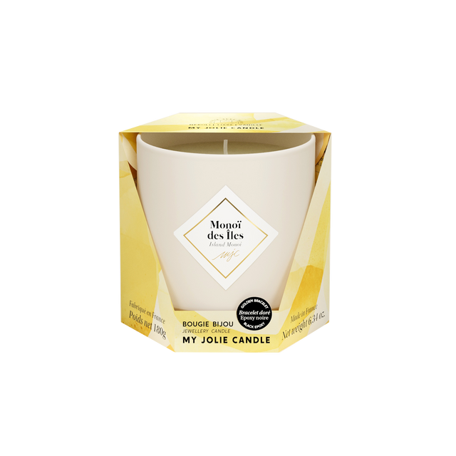 MY JOLIE CANDLE Bougie bijoux LES ESSENTIELLES blanc diamètre 8 cm