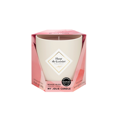 MY JOLIE CANDLE Bougie bijou Les essentielles Blanc Fleur de cerisier (sakura - pivoine - musc) 180G
