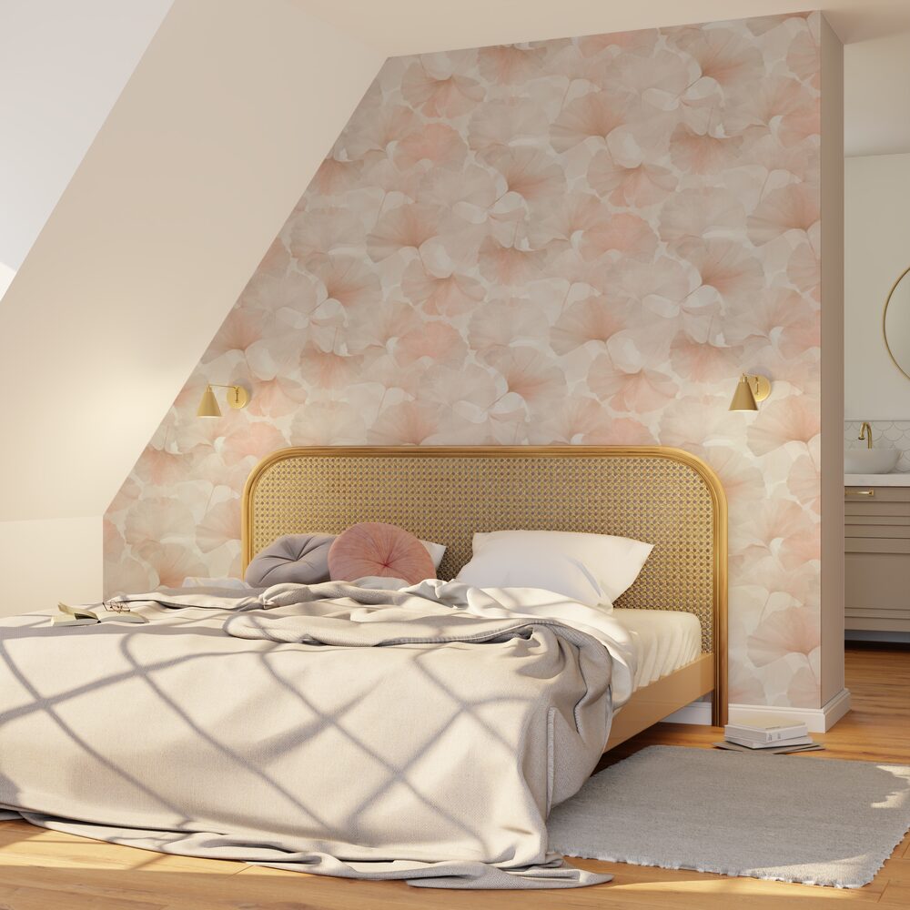 Papier peint intissé Biloba Rose poudré