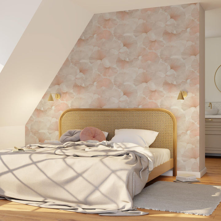 Papier peint intissé Biloba Rose poudré