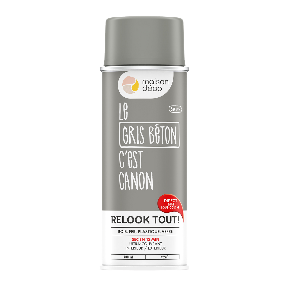 RELOOK TOUT AÉROSOL Bombe de peinture Relook tout aérosol Gris béton Satiné 0,4ML