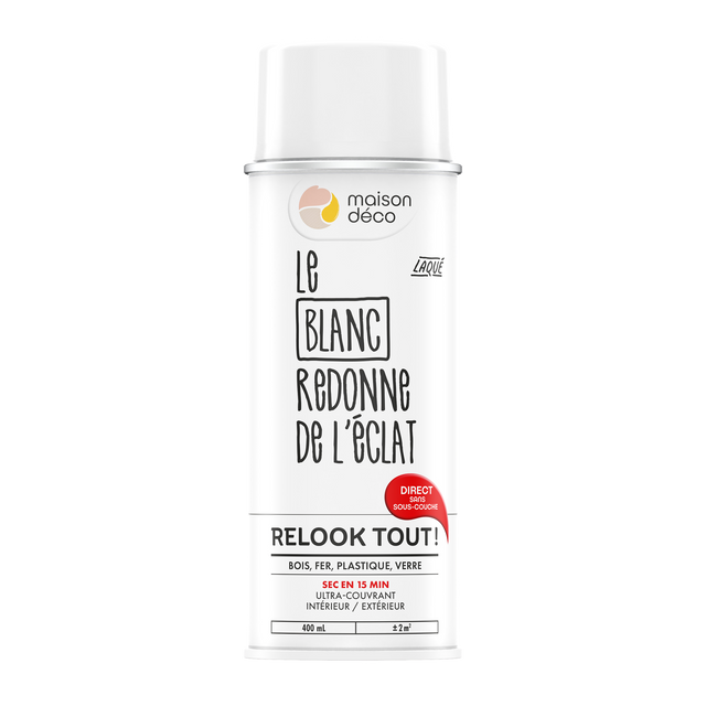 Relook tout aérosol Peinture Bombe de peinture blanc Brillant 0,4 L