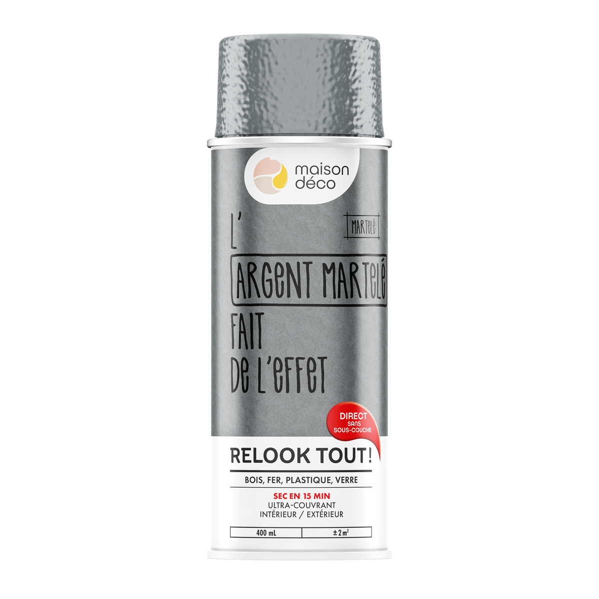 RELOOK TOUT AÉROSOL Bombe de peinture Relook tout aérosol Argent martelé Brillant 0,4ML