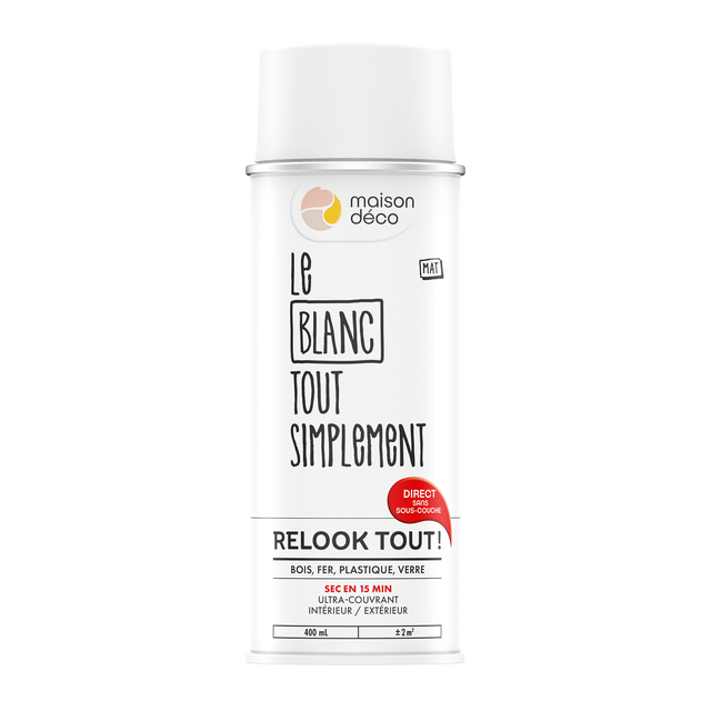 Relook tout aérosol Peinture Bombe de peinture blanc Satiné 0,4 L