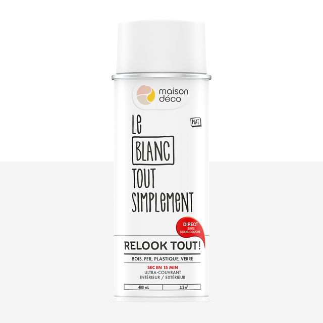 Relook tout aérosol Peinture Bombe de peinture blanc Satiné 0,4 L