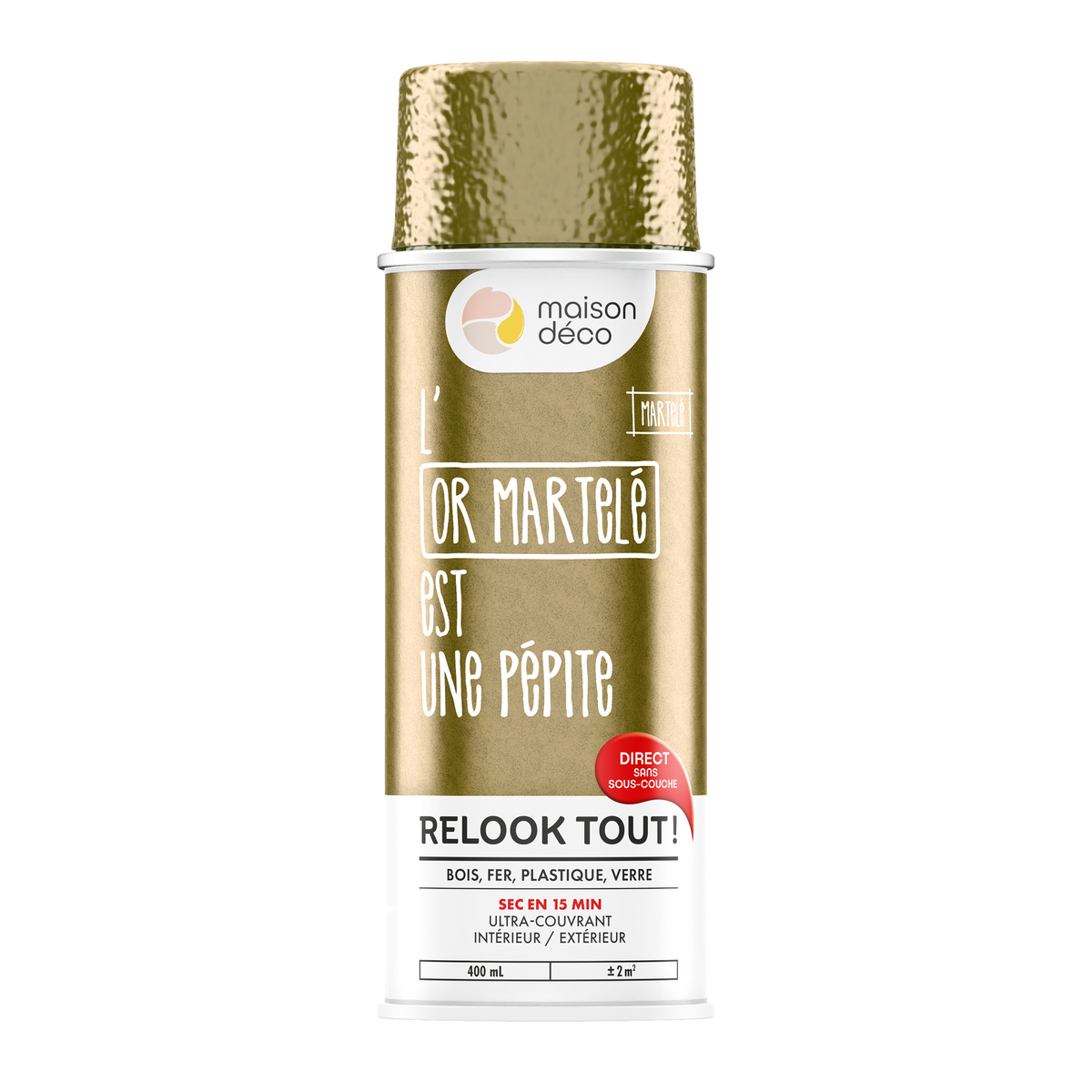 RELOOK TOUT AÉROSOL Bombe de peinture Relook tout aérosol Or martelé Brillant 0,4ML