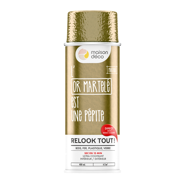 Relook tout aérosol Peinture Bombe de peinture or martelé Brillant 0,4 L
