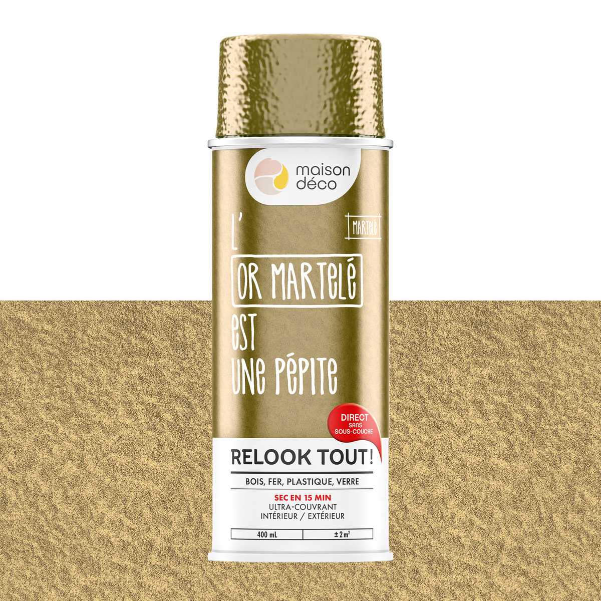 RELOOK TOUT AÉROSOL Bombe de peinture Relook tout aérosol Or martelé Brillant 0,4ML