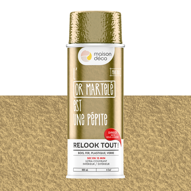 Relook tout aérosol Peinture Bombe de peinture or martelé Brillant 0,4 L
