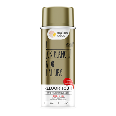 RELOOK TOUT AÉROSOL Bombe de peinture Relook tout aérosol Or blanchi Brillant 0,4ML