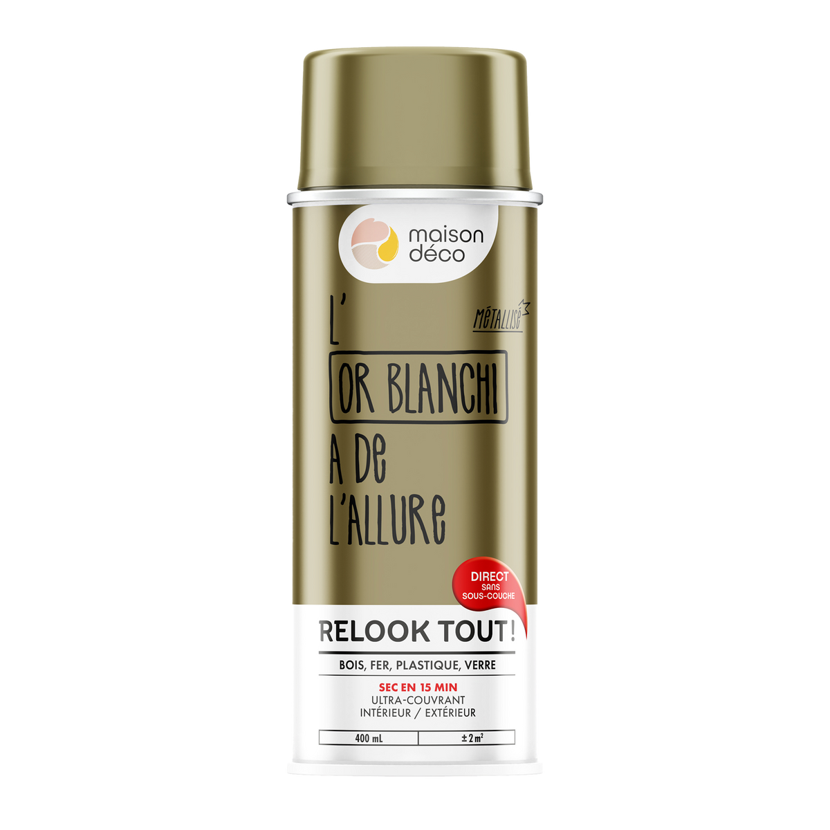 RELOOK TOUT AÉROSOL Bombe de peinture Relook tout aérosol Or blanchi Brillant 0,4ML
