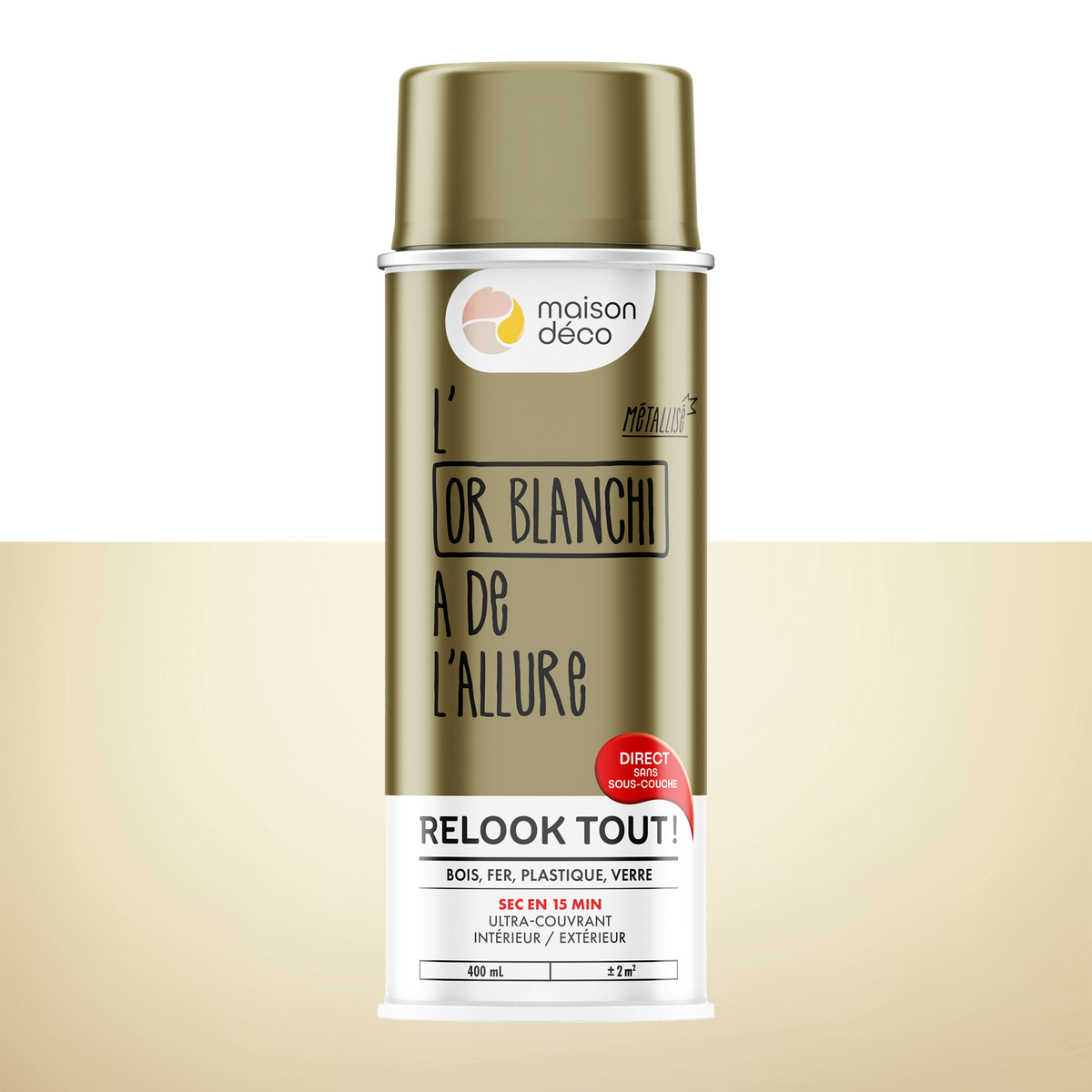 RELOOK TOUT AÉROSOL Bombe de peinture Relook tout aérosol Or blanchi Brillant 0,4ML