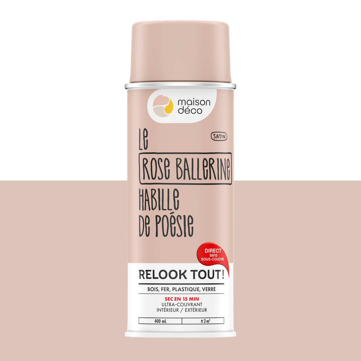 RELOOK TOUT AÉROSOL Bombe de peinture Relook tout aérosol Rose ballerine Satiné 0,4ML
