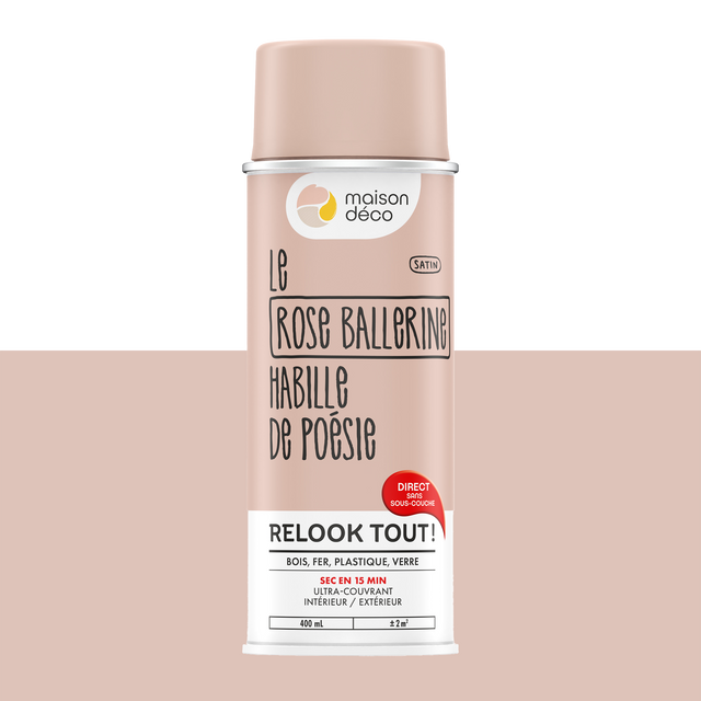 Relook tout aérosol Peinture Bombe de peinture rose ballerine Satiné 0,4 L