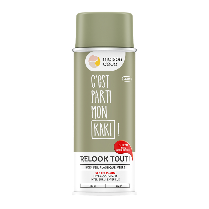 RELOOK TOUT AÉROSOL Bombe de peinture Relook tout aérosol Kaki Satiné 0,4ML