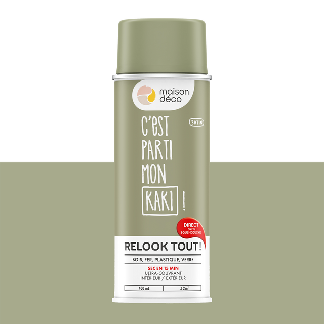 Relook tout aérosol Peinture Bombe de peinture kaki Satiné 0,4 L
