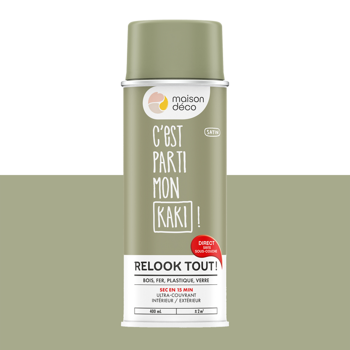 RELOOK TOUT AÉROSOL Bombe de peinture Relook tout aérosol Kaki Satiné 0,4ML