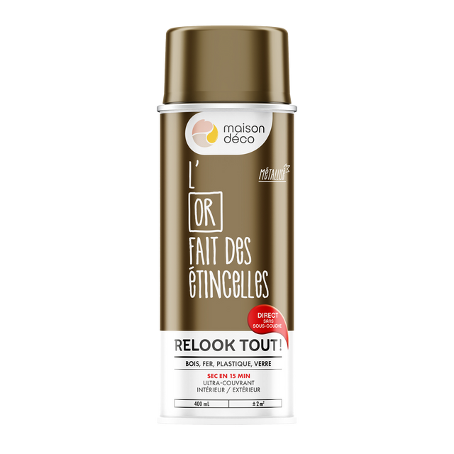 Relook tout aérosol Peinture Bombe de peinture or Brillant 0,4 L