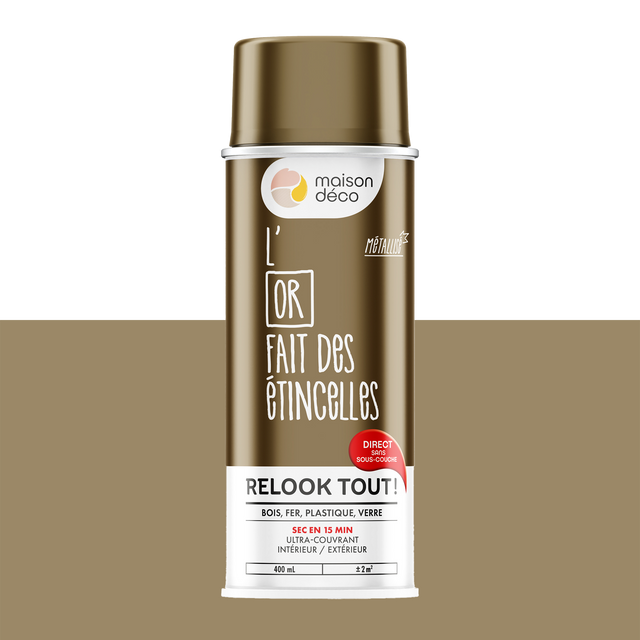 Relook tout aérosol Peinture Bombe de peinture or Brillant 0,4 L