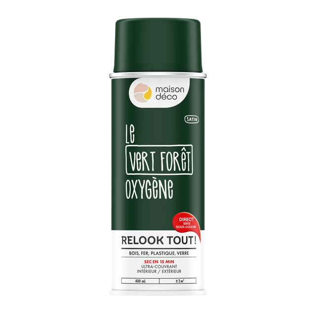 Relook tout aérosol Peinture Bombe de peinture vert foret Satiné 0,4 L