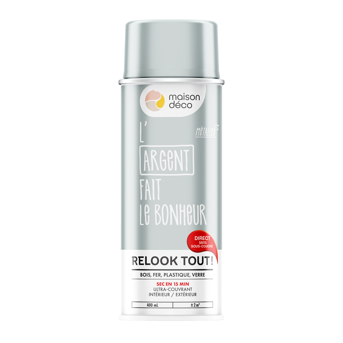 RELOOK TOUT AÉROSOL Bombe de peinture Relook tout aérosol Argent Brillant 0,4ML