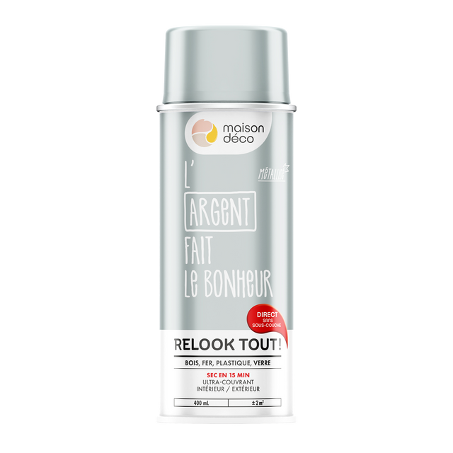 Relook tout aérosol Peinture Bombe de peinture argent Brillant 0,4 L