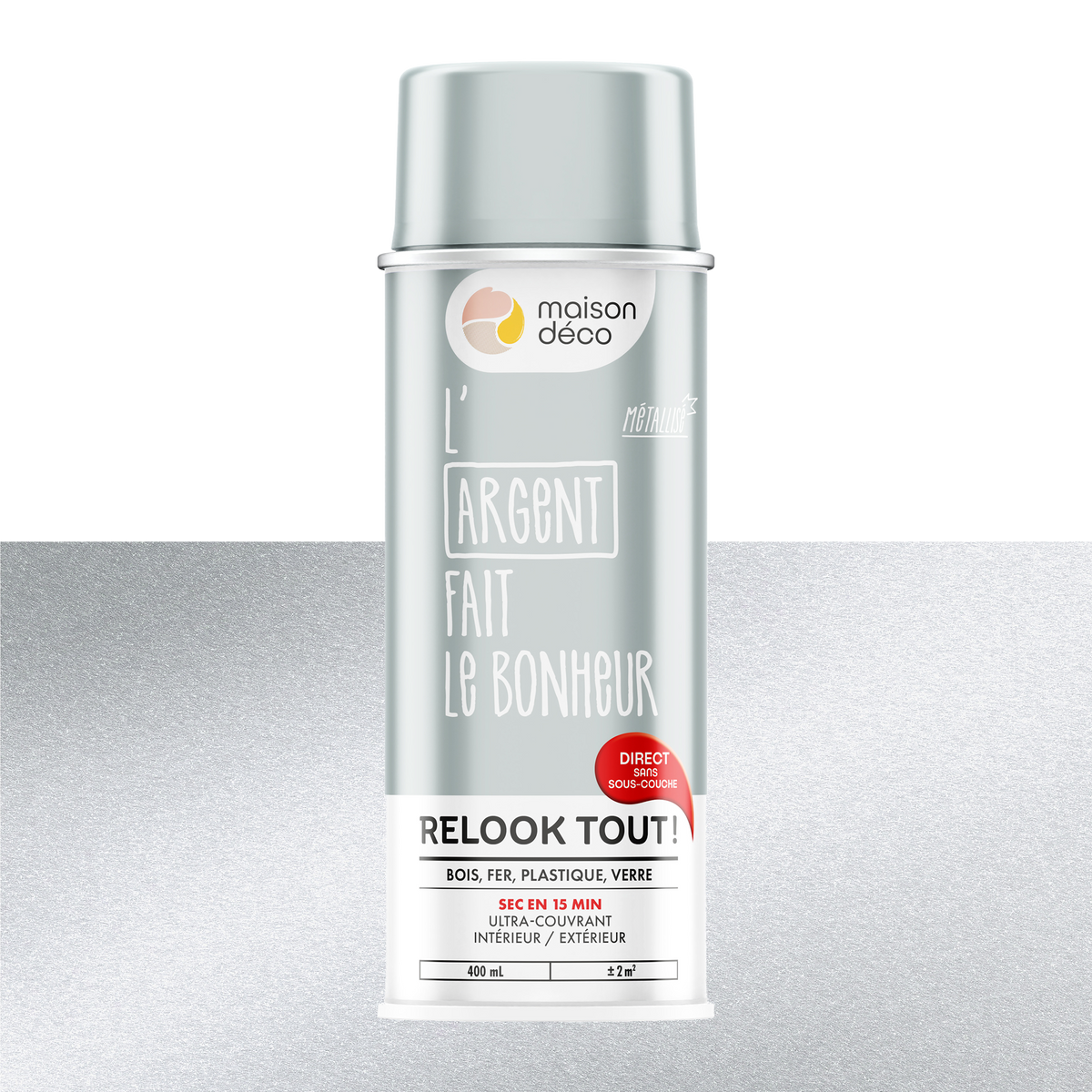 RELOOK TOUT AÉROSOL Bombe de peinture Relook tout aérosol Argent Brillant 0,4ML
