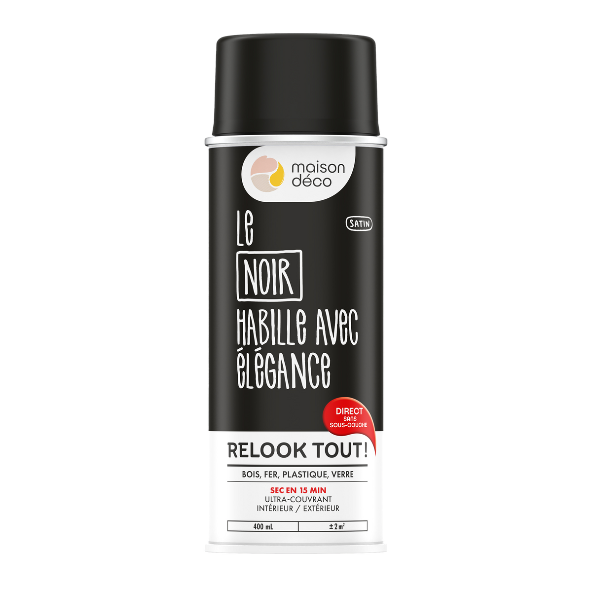 RELOOK TOUT AÉROSOL Bombe de peinture Relook tout aérosol Noir Satiné 0,4ML