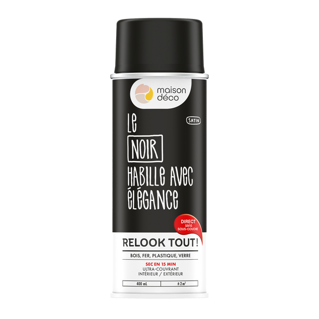 Relook tout aérosol Peinture Bombe de peinture noir Satiné 0,4 L