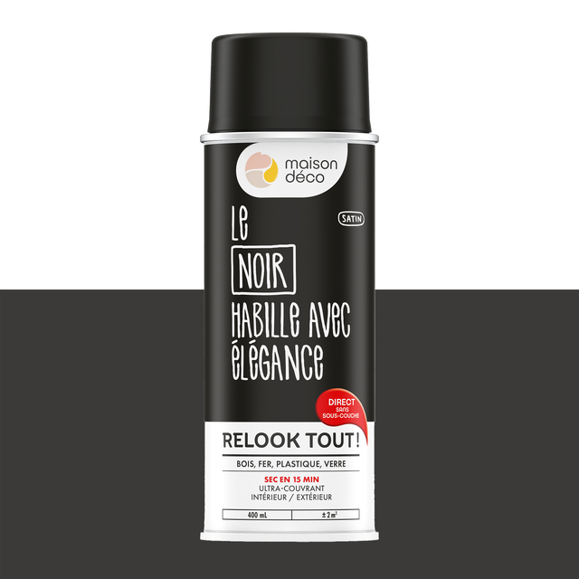Relook tout aérosol Peinture Bombe de peinture noir Satiné 0,4 L