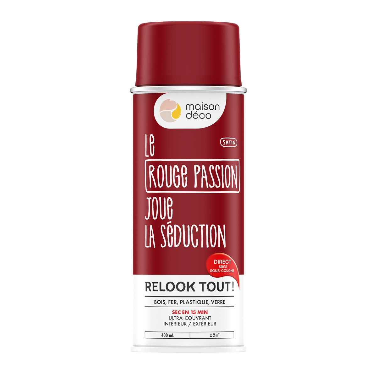 RELOOK TOUT AÉROSOL Bombe de peinture Relook tout aérosol Rouge passion Satiné 0,4ML