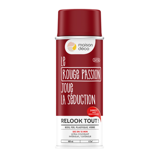 Relook tout aérosol Peinture Bombe de peinture rouge passion Satiné 0,4 L