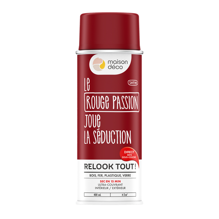 RELOOK TOUT AÉROSOL Bombe de peinture Relook tout aérosol Rouge passion Satiné 0,4ML