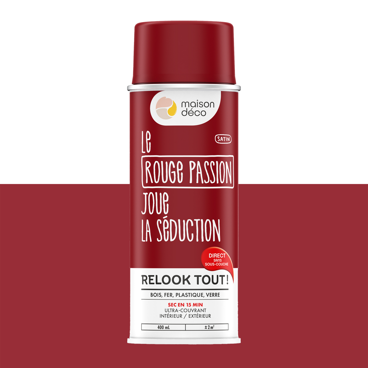 RELOOK TOUT AÉROSOL Bombe de peinture Relook tout aérosol Rouge passion Satiné 0,4ML