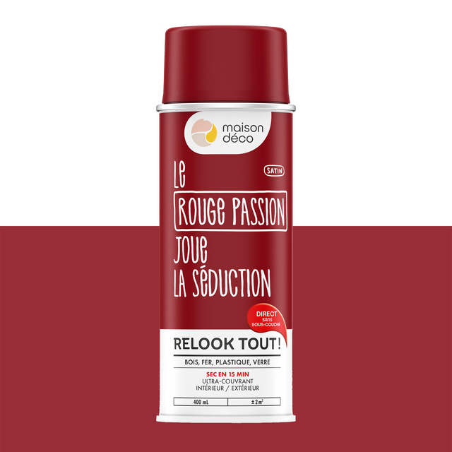 Relook tout aérosol Peinture Bombe de peinture rouge passion Satiné 0,4 L