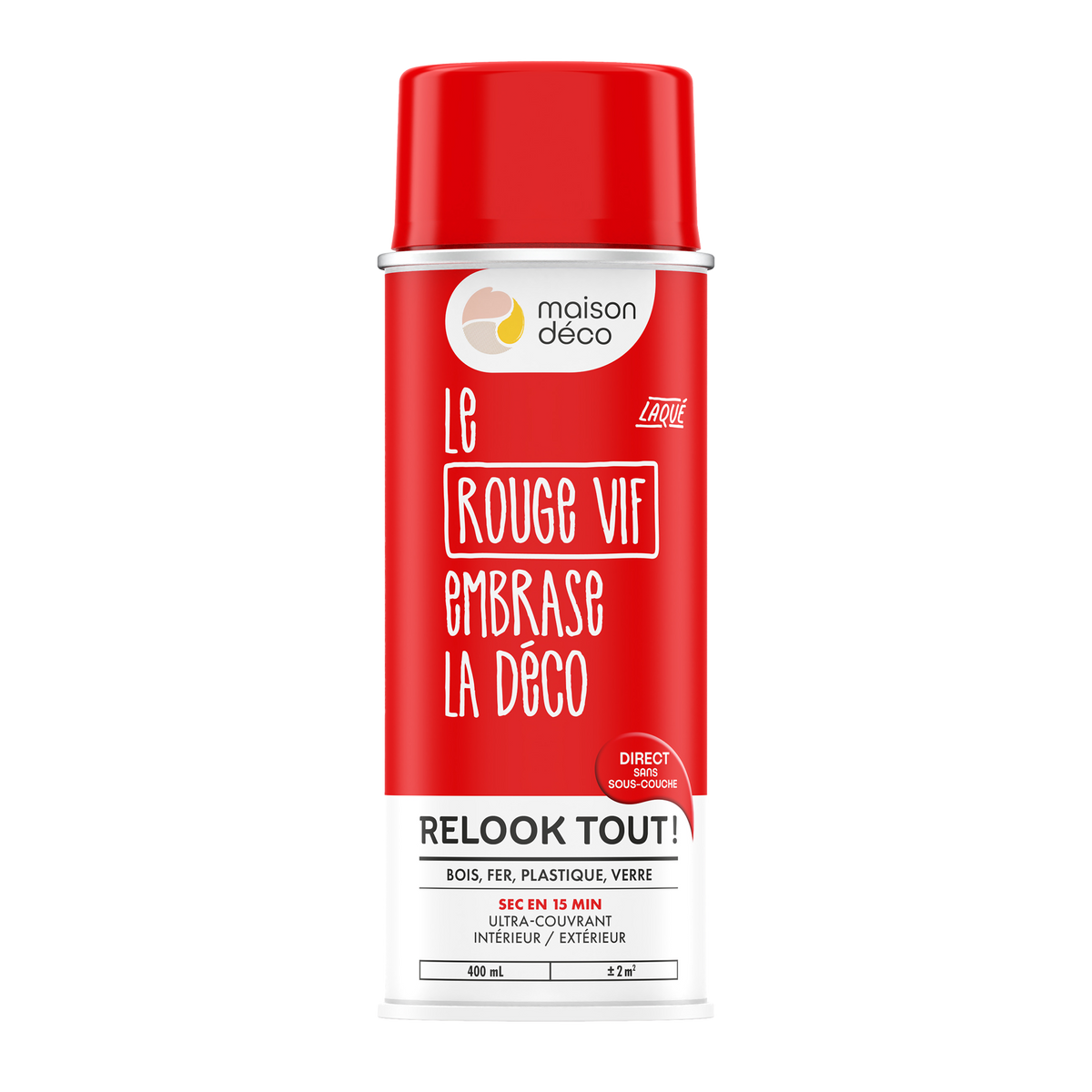 RELOOK TOUT AÉROSOL Bombe de peinture Relook tout aérosol Rouge vif Brillant 0,4ML