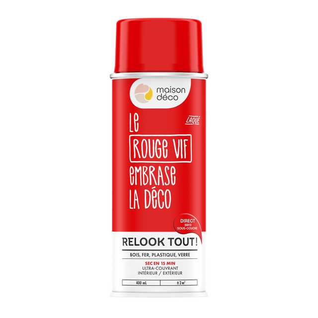 Relook tout aérosol Peinture Bombe de peinture rouge vif Brillant 0,4 L